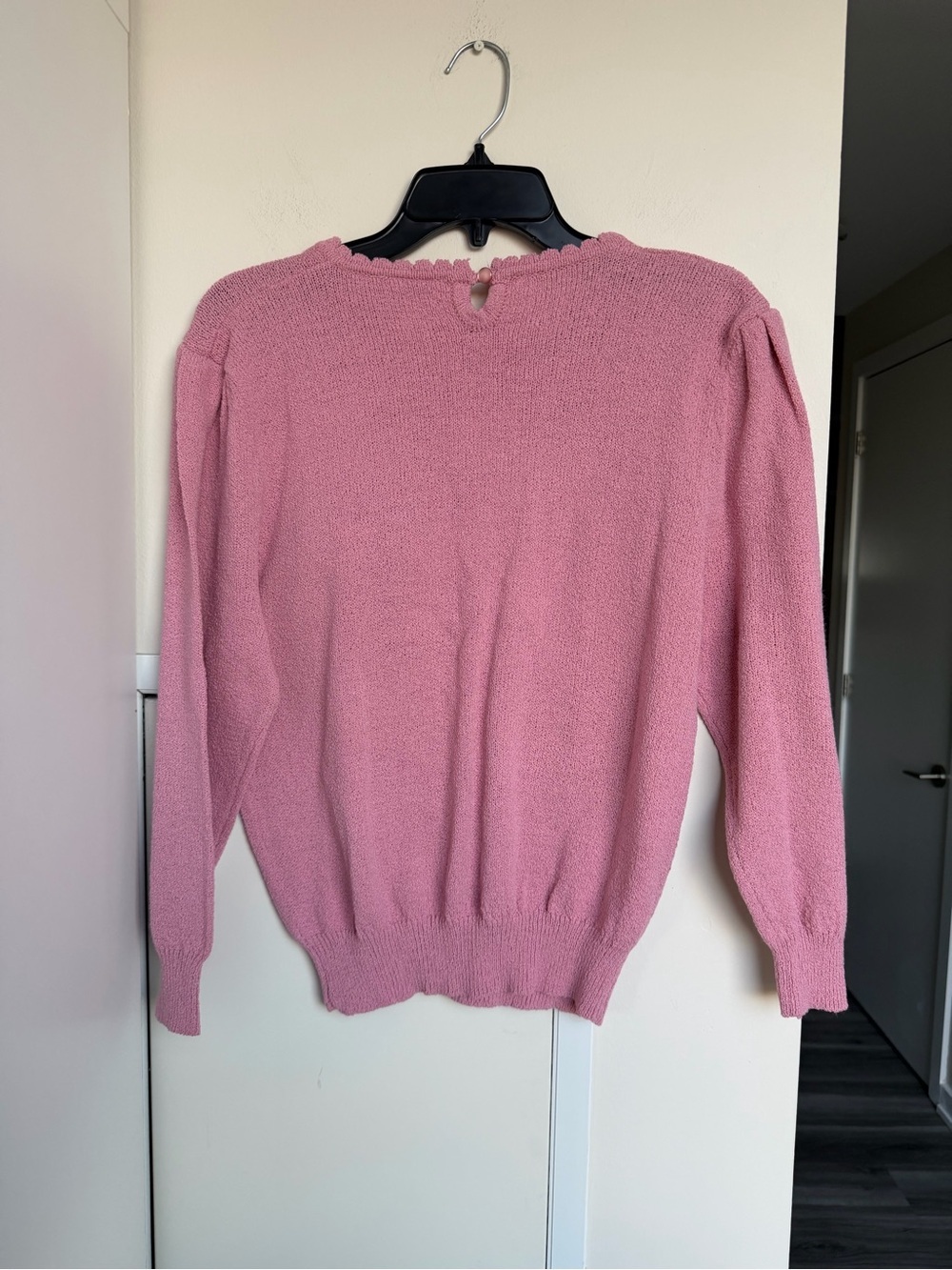 TanJay Vintage Pink Bow Knit Sweater Coquette Pearl Cottagecore Sz L AS IS - Picture 6 of 13